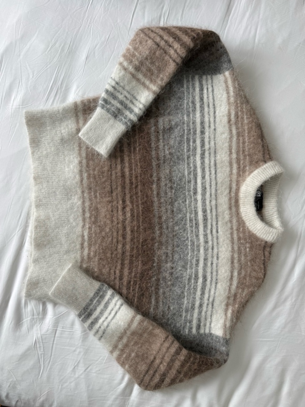 Simons Stripe Crewneck Sweater in Brown and Cream